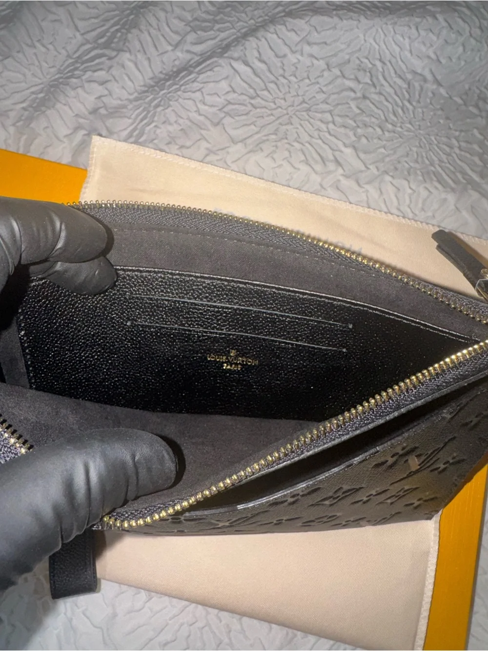 Louis Vuitton Black Embossed Monogram Flat Pouch